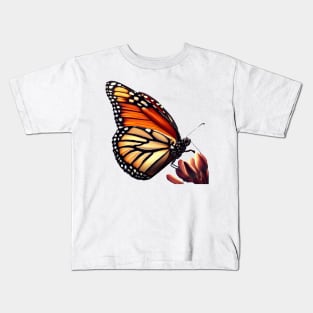 Monarch Butterfly on Flower Kids T-Shirt